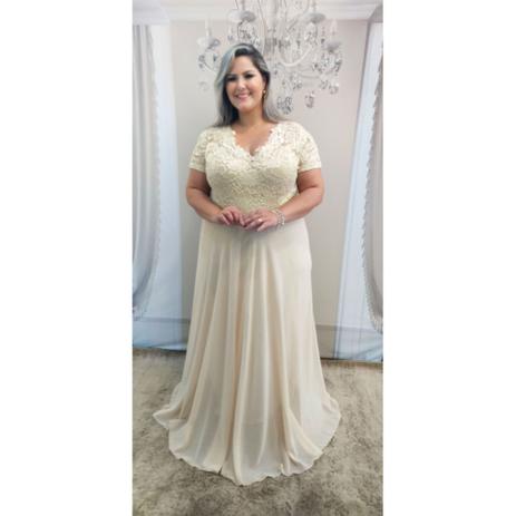 vestido de formatura longo bege