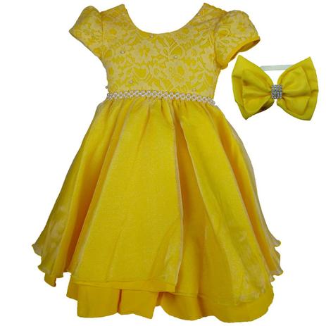 Vestido de Festa Rendado Princesa Bela Luxo Com Tiara - Fantasias carol gi é boa?