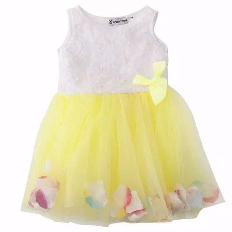 vestido infantil amarelo claro