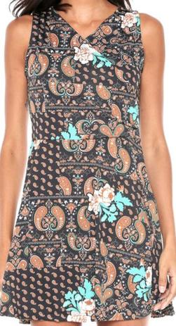 Vestido Feminino Sem Manga Transpassado Paisley Ref. P19b! - Nacional Menor preço em Vestido Feminino Sem Manga Transpassado Paisley Ref. P19b! - Nacional