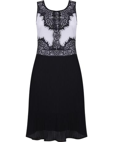 vestido de renda com saia plissada