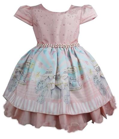 vestido de festa salmao infantil