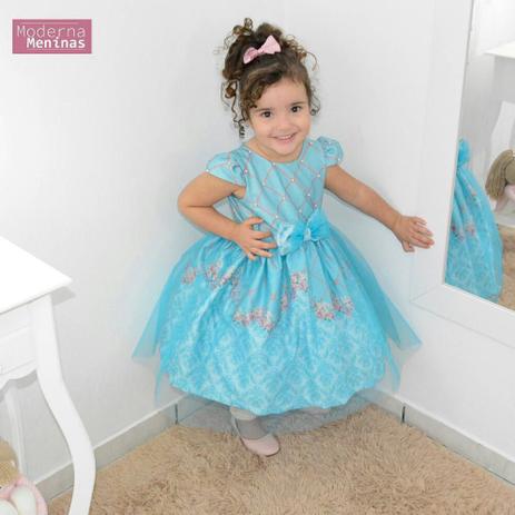 vestido infantil de festa azul