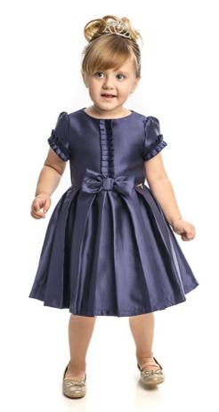 vestido infantil de festa azul marinho