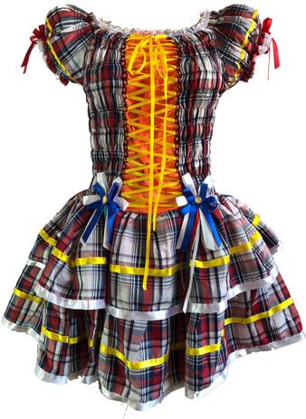 Menor preço em Vestido Festa Junina Luxo Adulto Branco Azul Vermelho - Moda junina