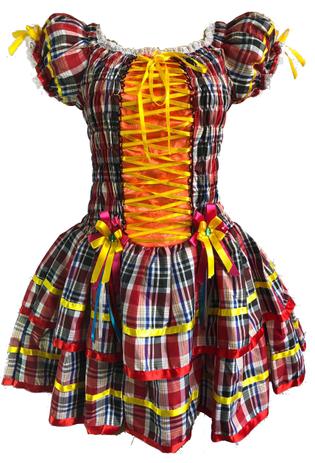 Menor preço em Vestido Festa Junina Luxo Adulto Branco Preto Vermelho - Moda junina