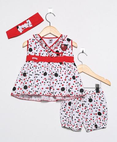 Vestido Flamengo Bebê com Shorts e Tiara Oficial - Revedor Menor preço em Vestido Flamengo Bebê com Shorts e Tiara Oficial - Revedor