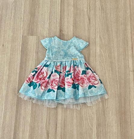 vestido infantil azul e rosa