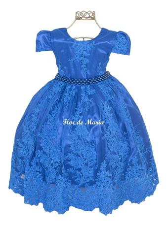 Vestido Infantil Azul Royal Festa Princesa Cinderela Aniversário Daminha Florista Aia Dama Honra - Enjoy kids