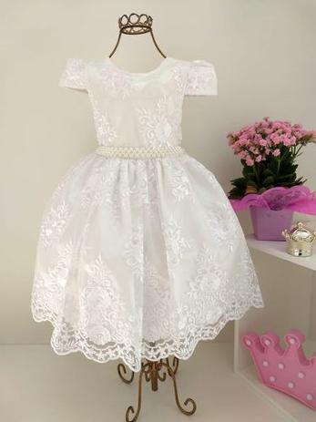 vestido branco renda infantil