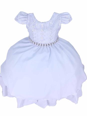 Vestido Infantil Branco Daminha Casamento Batizado Luxo - Baby's Menor preço em Vestido Infantil Branco Daminha Casamento Batizado Luxo - Baby's