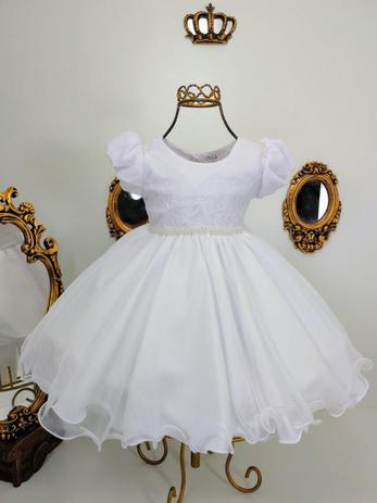 Vestido infantil Branco de luxo 2454 - Nelu Menor preço em Vestido infantil Branco de luxo 2454 - Nelu