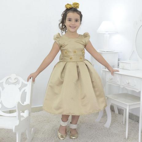 vestido de festa infantil dourado