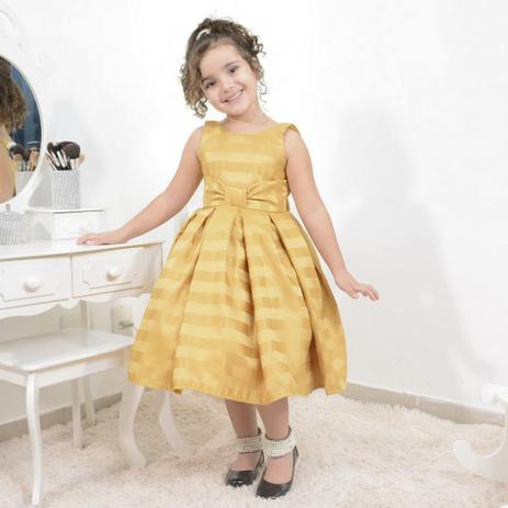 vestido infantil amarelo com preto