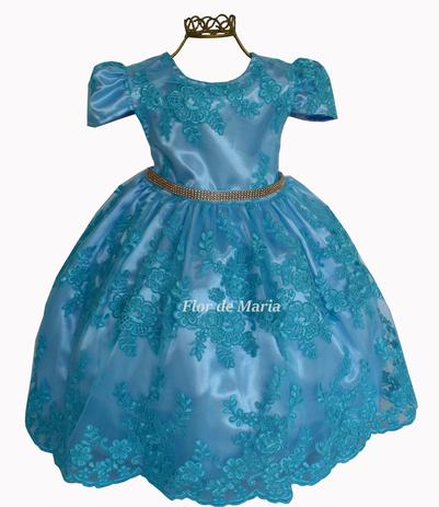 vestido infantil festa azul
