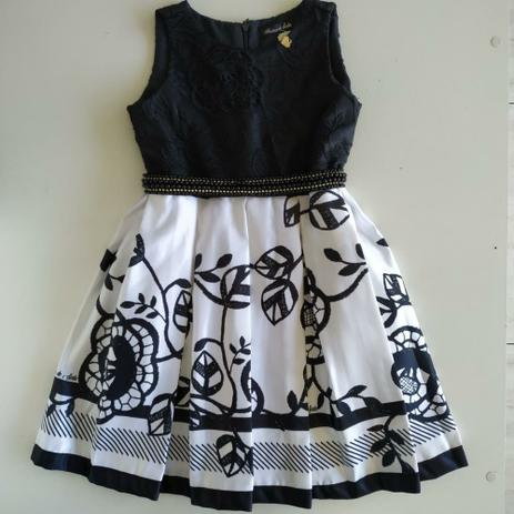 Vestido infantil festa preto e branco Tam. 4 - Menina De Seda