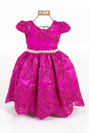 vestido pink de renda