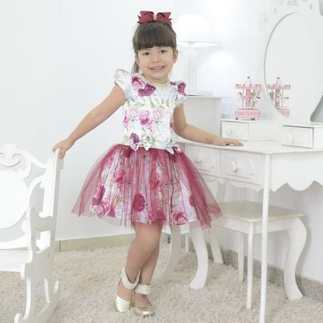 vestido infantil com tule por cima