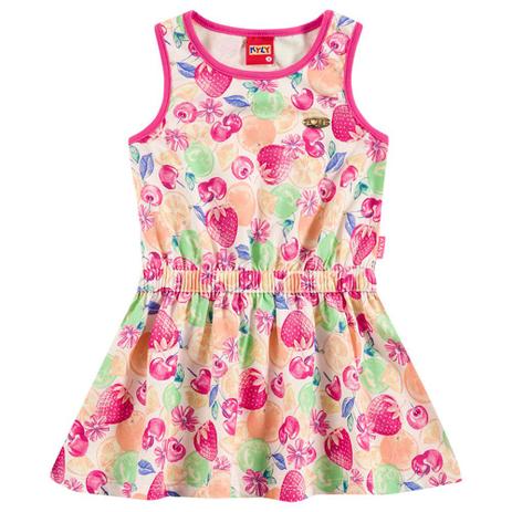 Vestido Infantil Frutinhas Rosa - Kyly Menor preço em Vestido Infantil Frutinhas Rosa - Kyly