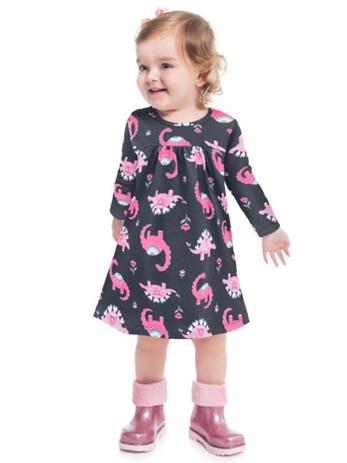 Vestido Infantil Inverno Dinossauros Rosa - Kyly - Vestido Infantil -  Magazine Luiza