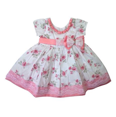 Vestido Infantil Jardim Com Flores Rosa - Patili Menor preço em Vestido Infantil Jardim Com Flores Rosa - Patili
