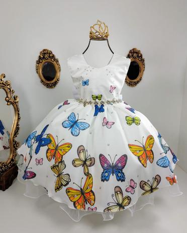 Vestido infantil Jardim encantado com borboletas - Giovanela Menor preço em Vestido infantil Jardim encantado com borboletas - Giovanela