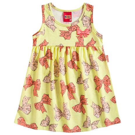 Vestido Infantil Lacinhos Amarelo - Kyly Menor preço em Vestido Infantil Lacinhos Amarelo - Kyly