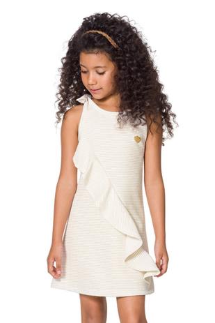 Vestido Infantil Menina Natural - Brandili Mundi Menor preço em Vestido Infantil Menina Natural - Brandili Mundi