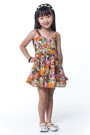 Vestido Infantil Menina Rodado Floral Laranja -Tamanho 1 - Casa de bonecas Menor preço em Vestido Infantil Menina Rodado Floral Laranja -Tamanho 1 - Casa de bonecas