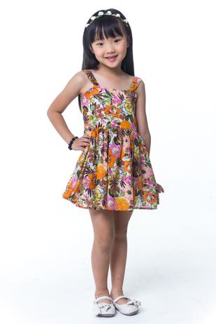 Vestido Infantil Menina Rodado Floral Laranja -Tamanho 4 - Casa de bonecas Menor preço em Vestido Infantil Menina Rodado Floral Laranja -Tamanho 4 - Casa de bonecas