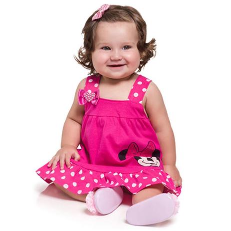 Menor preço em Vestido Infantil Minnie Menina Brandili Rosa