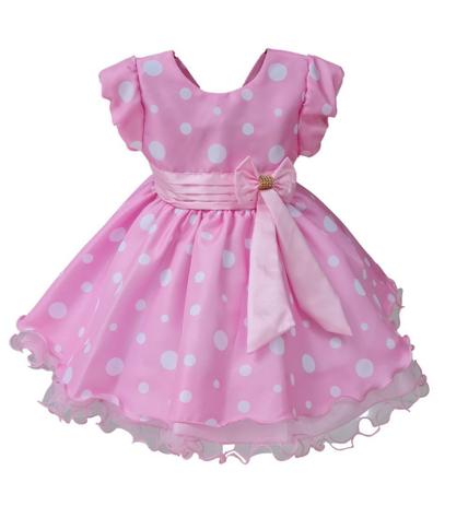 Vestido Infantil Minnie Rosa Bolinha Tema Festa Confortável - JL Kids Menor preço em Vestido Infantil Minnie Rosa Bolinha Tema Festa Confortável - JL Kids
