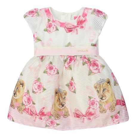 Vestido Infantil Momi Barrado Onça Menor preço em Vestido Infantil Momi Barrado Onça