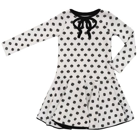 Vestido Infantil Momi Jacquard Poá Preto Menor preço em Vestido Infantil Momi Jacquard Poá Preto