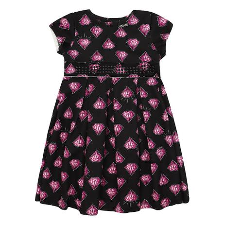 Vestido Infantil Neoprene Rotativo Diamantes - Anime Menor preço em Vestido Infantil Neoprene Rotativo Diamantes - Anime