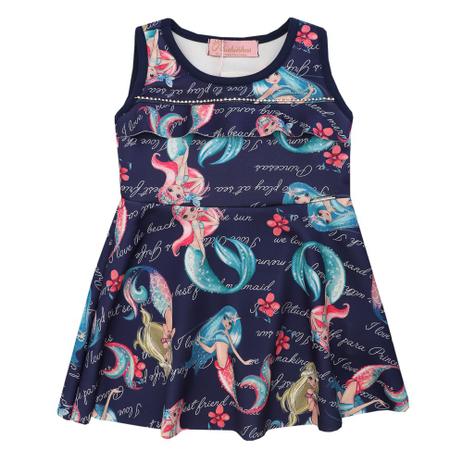 Vestido Infantil Pituchinhus Neoprene Sereias - Pituchinhus Menor preço em Vestido Infantil Pituchinhus Neoprene Sereias - Pituchinhus
