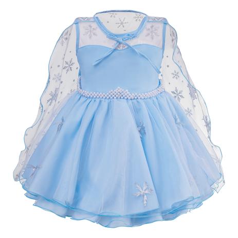 Vestido Infantil Princesa Frozen Azul com Capa Festa 1 ao 4 - Lig Lig