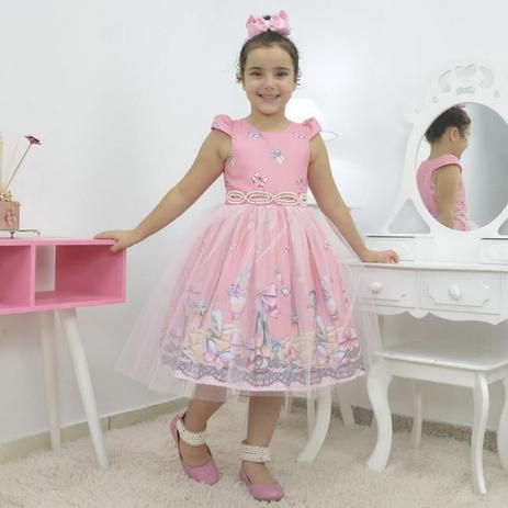 Vestido infantil tema bailarina com tule francês sobre a saia - Moderna  Meninas - Moda Infantil - Magazine Luiza