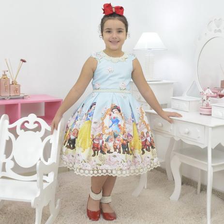 vestido infantil branca de neve simples