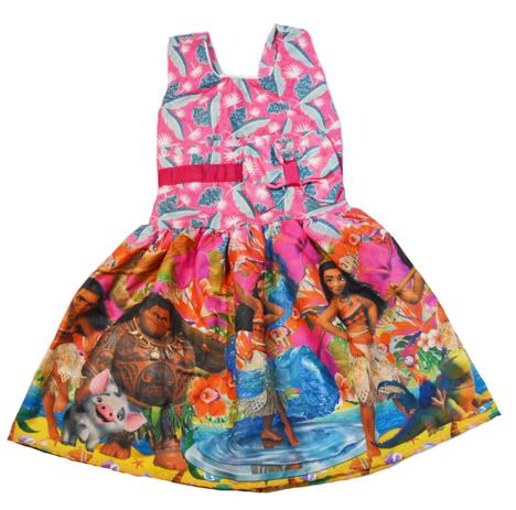Vestido Infantil Temático Moana Tam 2 - Divina LU Menor preço em Vestido Infantil Temático Moana Tam 2 - Divina LU