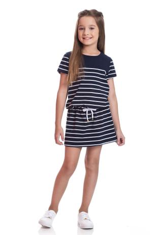 Vestido Infantil TMX Listrado Goiaba Menor preço em Vestido Infantil TMX Listrado Goiaba