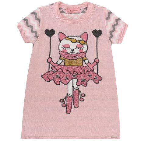 Vestido Infantil Tricot Gatinha - Pituchinhus Menor preço em Vestido Infantil Tricot Gatinha - Pituchinhus