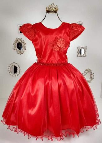 Vestido infantil vermelho com renda 2009 - Mariê Menor preço em Vestido infantil vermelho com renda 2009 - Mariê
