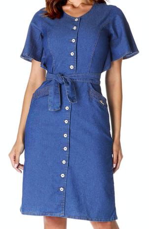 vestido jeans de botoes