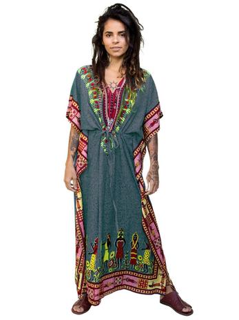 Vestido Kaftan Africana Longo Moda Boho Étnica Ajustável Elegance - Indra Moda Indiana