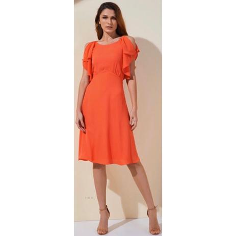 vestido laranja florido