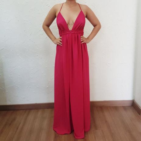 Vestido Longo Atena Sem Fenda Decote Fúcsia - Ateliê my way é ruim? Vestido Longo Atena Sem Fenda Decote Fúcsia - Ateliê my way é boa?