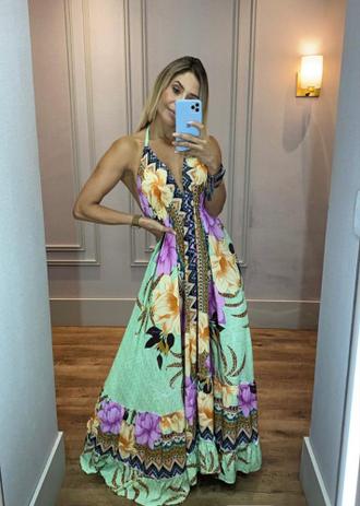 vestido longo barrado