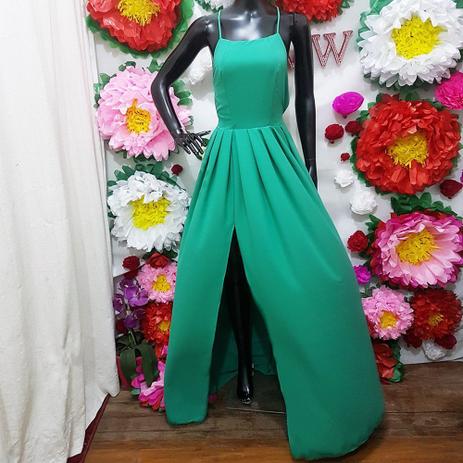 Vestido Longo Com Fenda cruzado nas costas Esmeralda - Verde - Ateliê my way é boa?