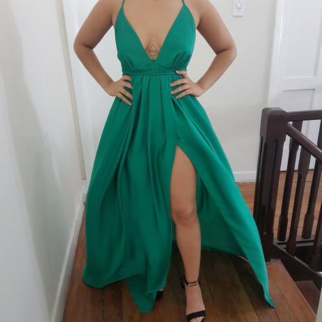 Vestido Longo Com Fenda Dessa - Verde - Ateliê my way é boa?